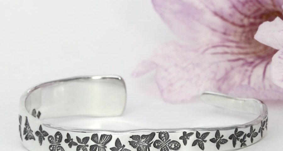 'Butterfly Brigade' sterling silver handcrafted tapered cuff john miller design