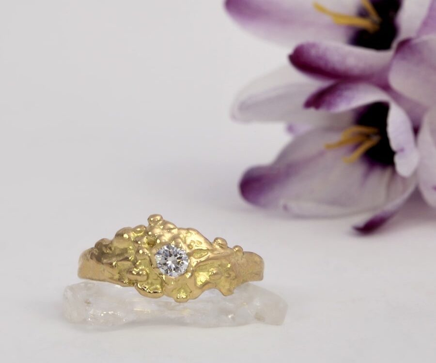 'Desert Flash' 18ct fused gold ring with a 0.175ct GVS diamond john miller design