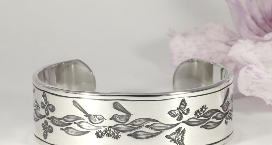 'Framed Wrens' sterling silver cuff john miller design