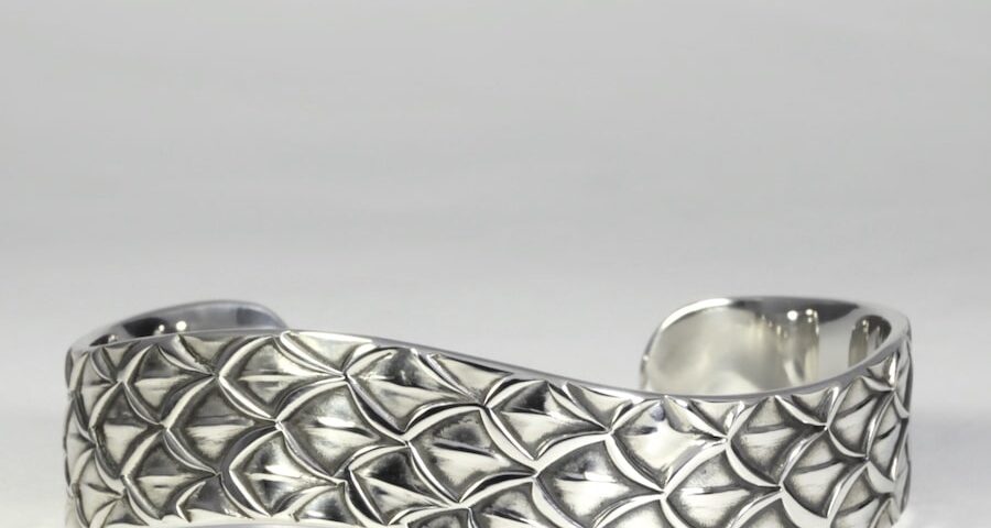 'Serpentine Wave' sterling silver cuff with a wave profile john miller design