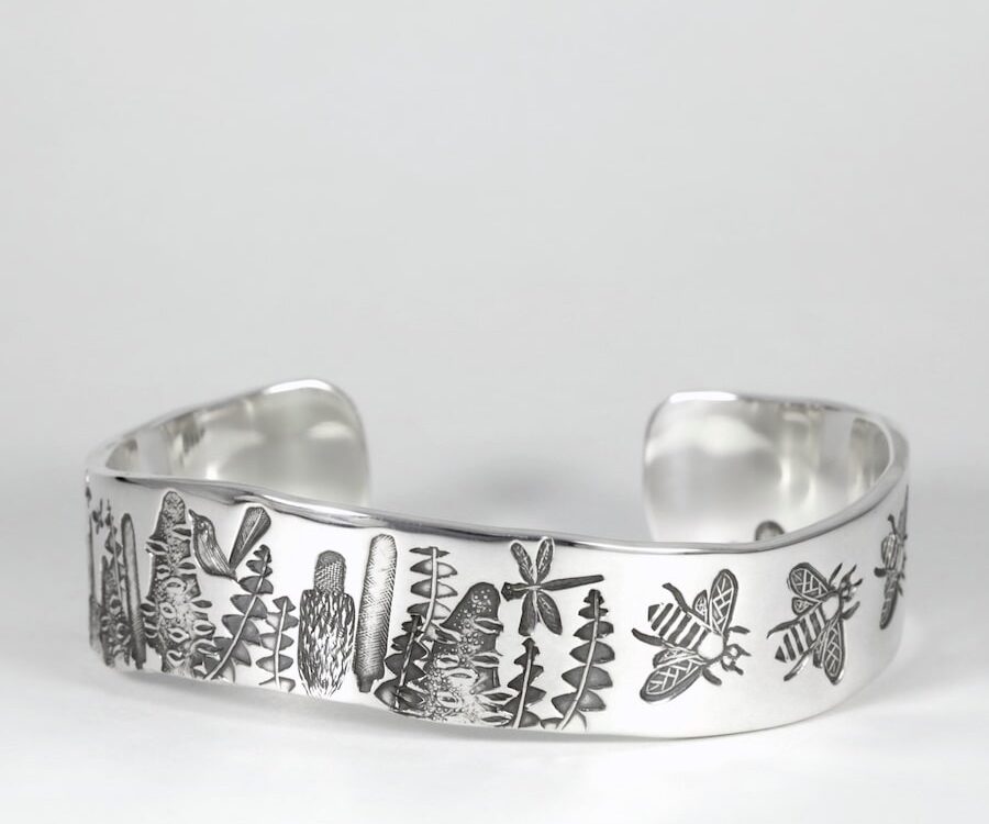 'Banksia Bees' Sterling Silver Cuff