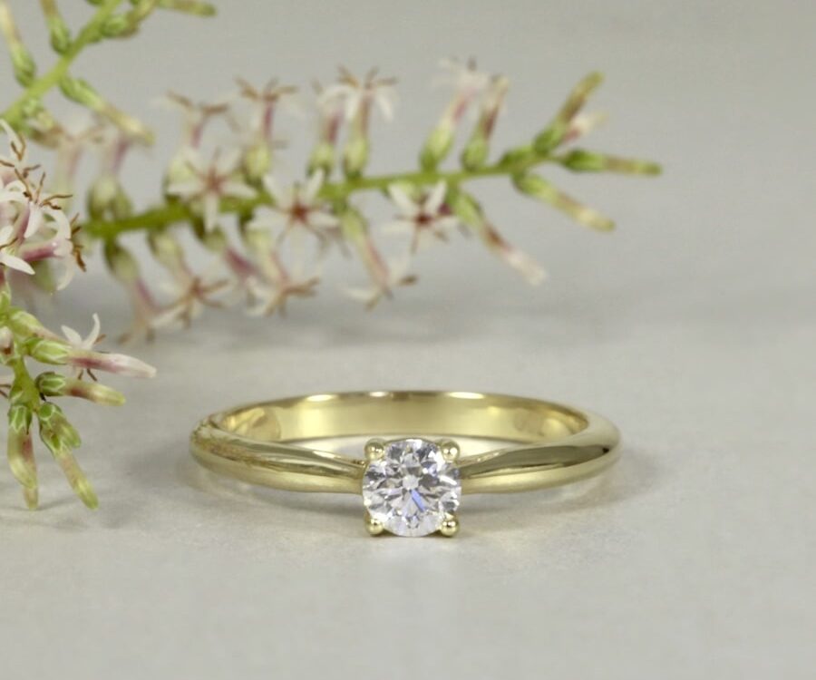 'Delight' 18ct Gold Solitaire Ring with 0.30ct DSI RBC Diamond