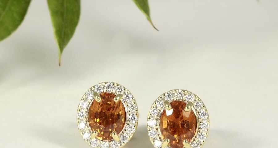 'Mandarin Moments' 18ct Gold Brazilian Garnet and Diamond Earrings