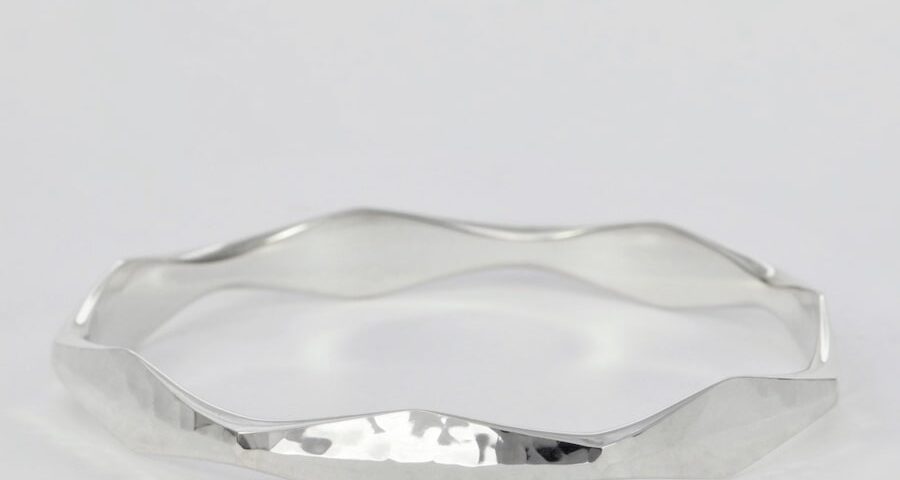 'Seven Stories' Sterling Silver Forged Bangle