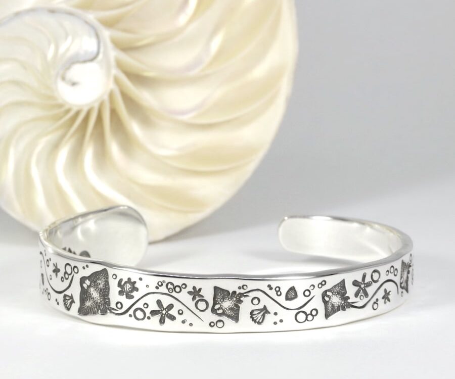 'Stingray Party' Sterling Silver Tapered Cuff