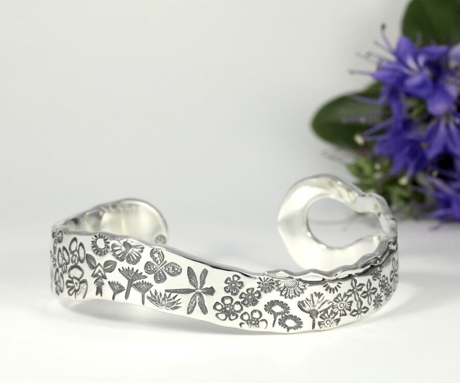 'Wildflower Special' Sterling Silver Something Special Flora Fauna Cuff