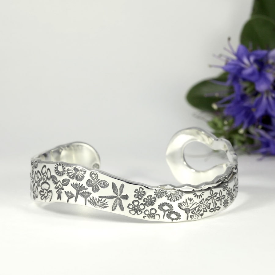 'Wildflower Special' Sterling Silver Something Special Flora Fauna Cuff