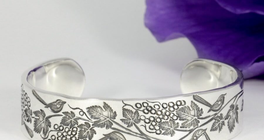 'Wrens and Vines' Sterling Silver Cuff