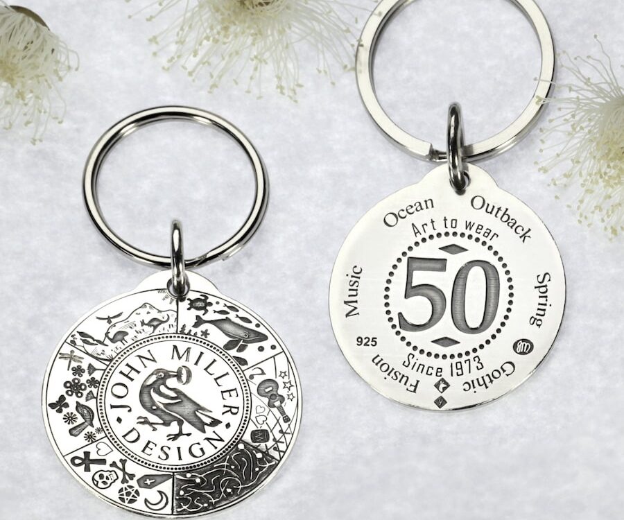 50th Anniversary Sterling Silver Key Chain