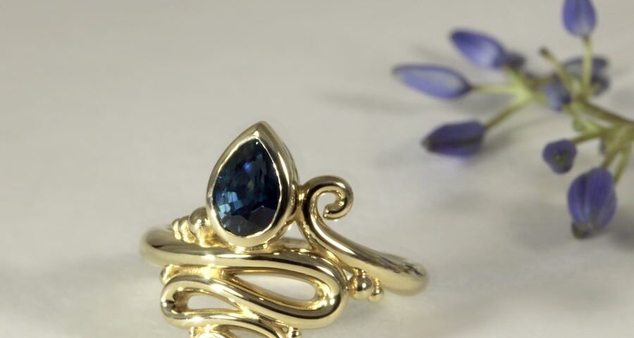 Harmony 9ct Yellow Gold Teal Sapphire Ring
