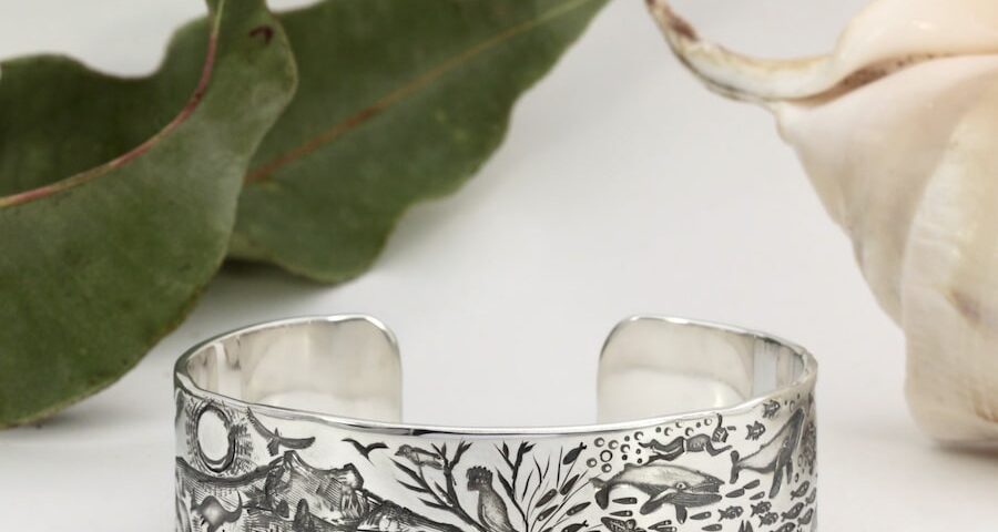 Aussie Treasure Sterling Silver Outback to Ocean Story Cuff