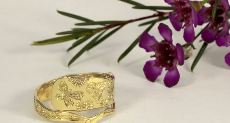 Butterfly Spiral 18ct Yellow Gold Ring