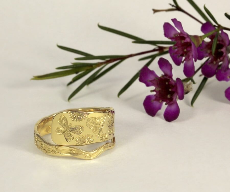 Butterfly Spiral 18ct Yellow Gold Ring