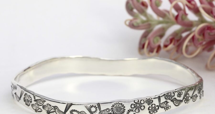 Floral Friends Sterling Silver Bangle