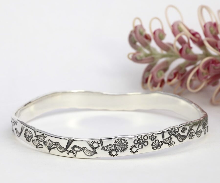 Floral Friends Sterling Silver Bangle