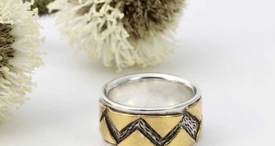 Giza Sterling Silver 24ct Yellow Gold Ring
