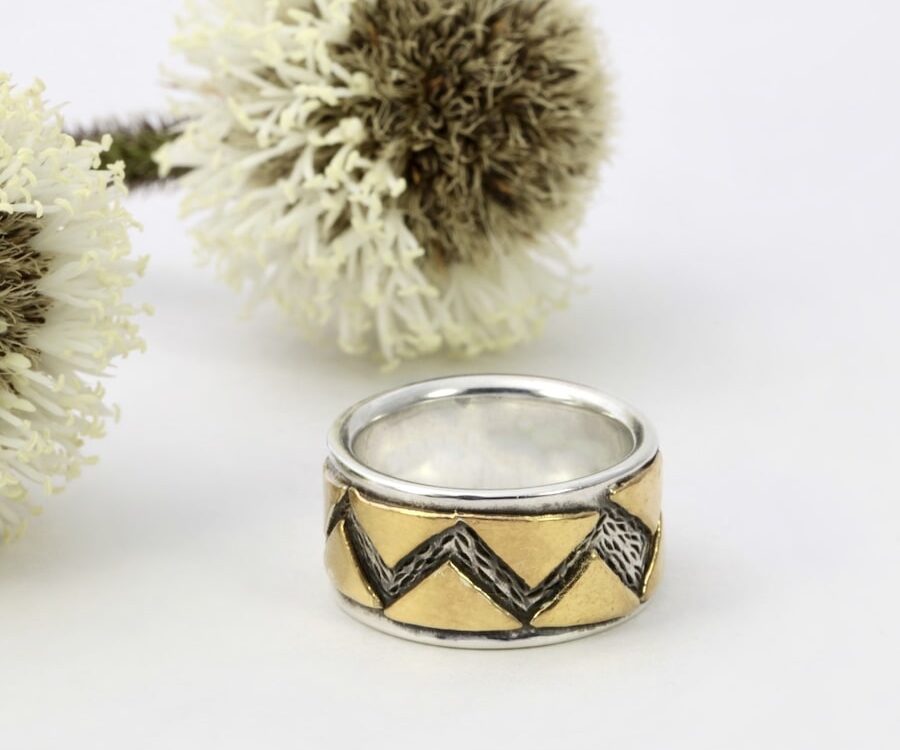 Giza Sterling Silver 24ct Yellow Gold Ring