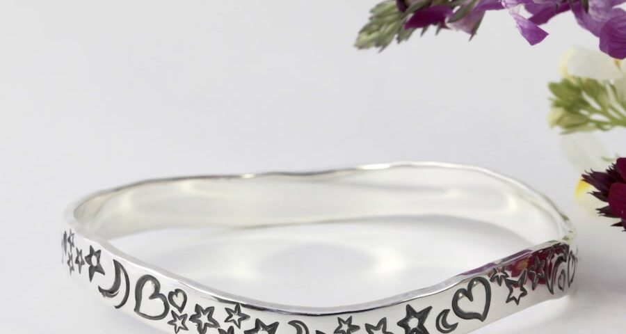 Moonlight Romance Sterling Silver Bangle