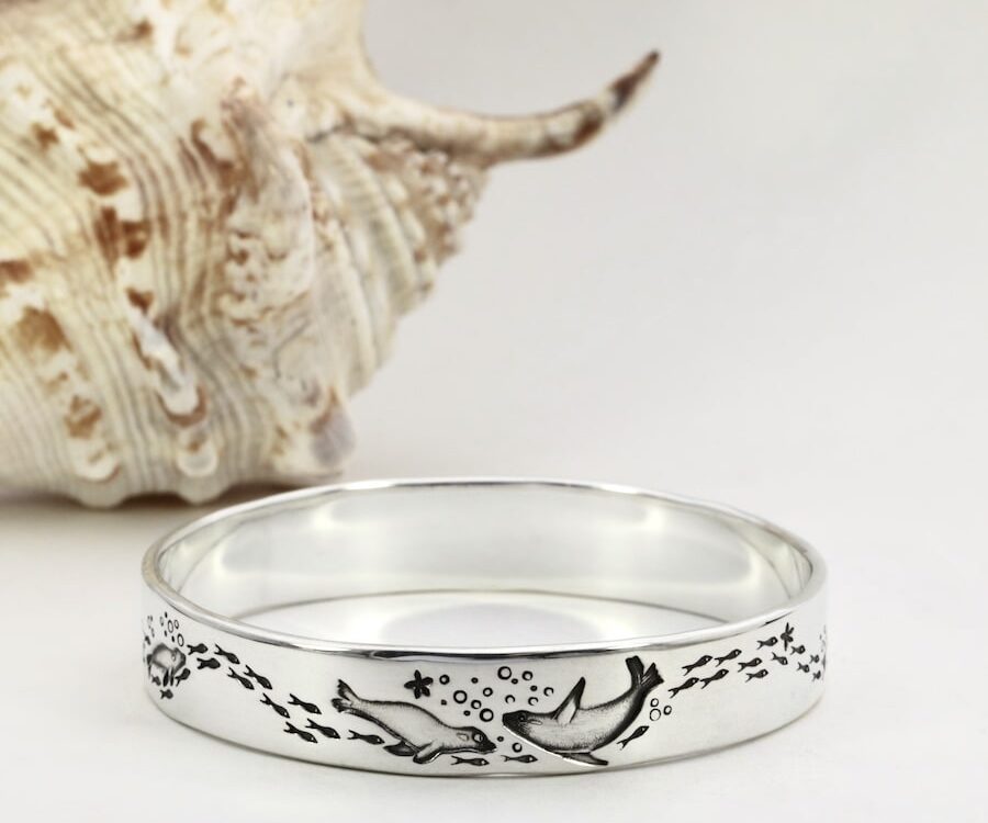 Seal Play Sterling Silver Bangle