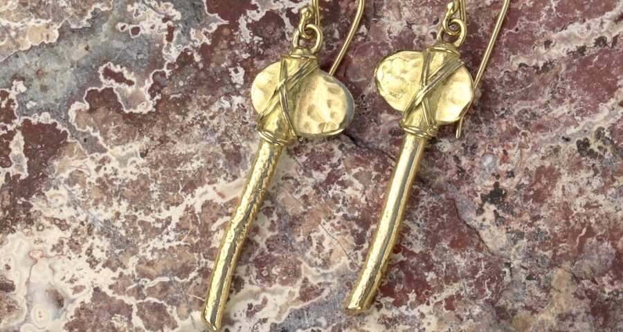 Stone Axes 18ct Yellow Gold Earrings