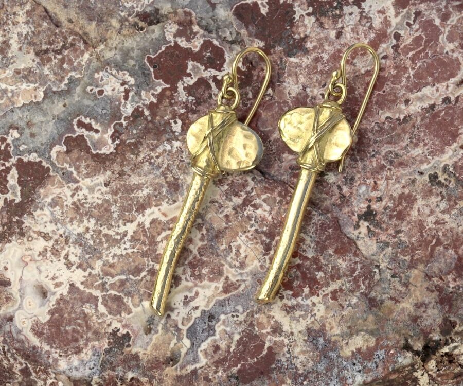 Stone Axes 18ct Yellow Gold Earrings
