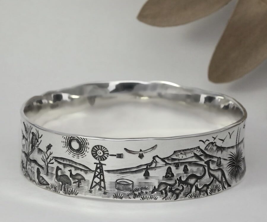 Tales of the West Sterling Silver Bangle