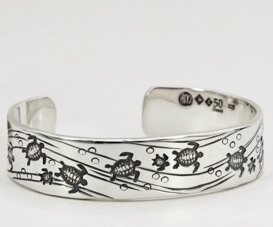 Tidal Turtles Sterling Silver Cuff