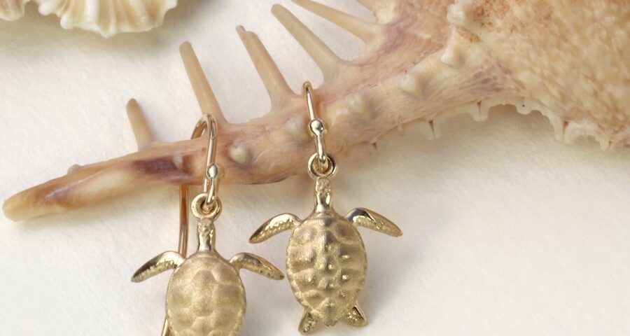 Turtle 9ct Yellow Gold French Hook Earrings