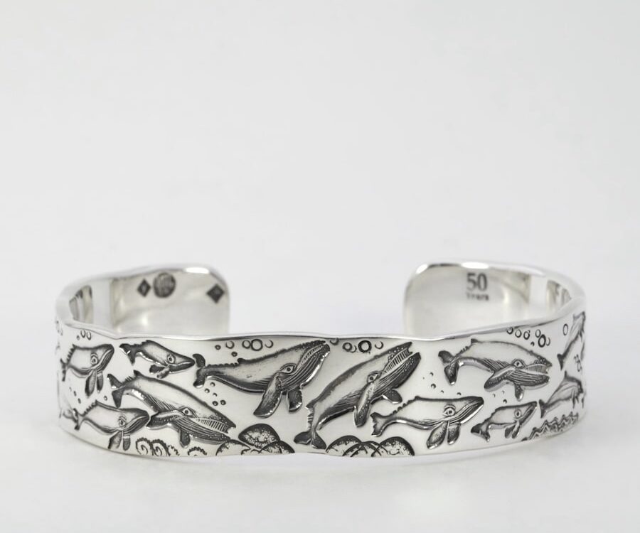 Watching Whales Sterling Silver Cuff