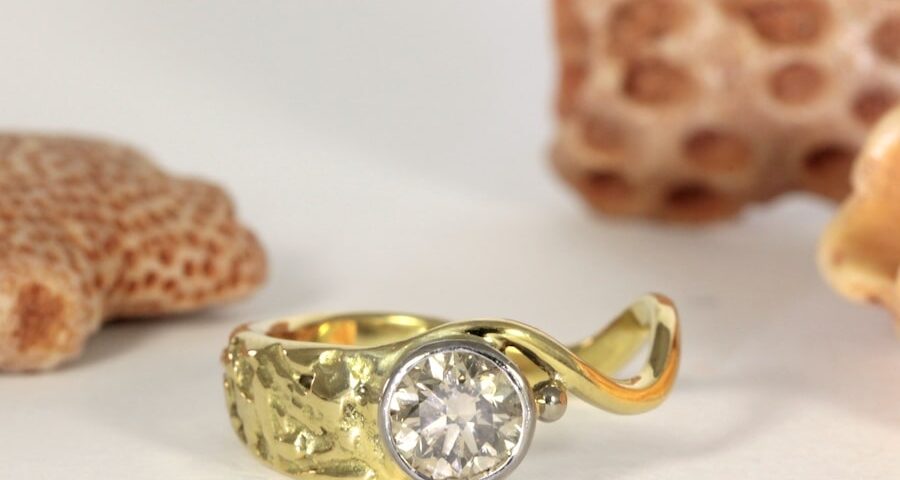 Light My Fire 18ct Fused Gold Taper Ring 0.70ct Champagne Diamond