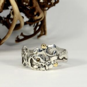 Ragnor Sterling Silver 18ct Gold ring 0.08ct Cognac Diamond Ring