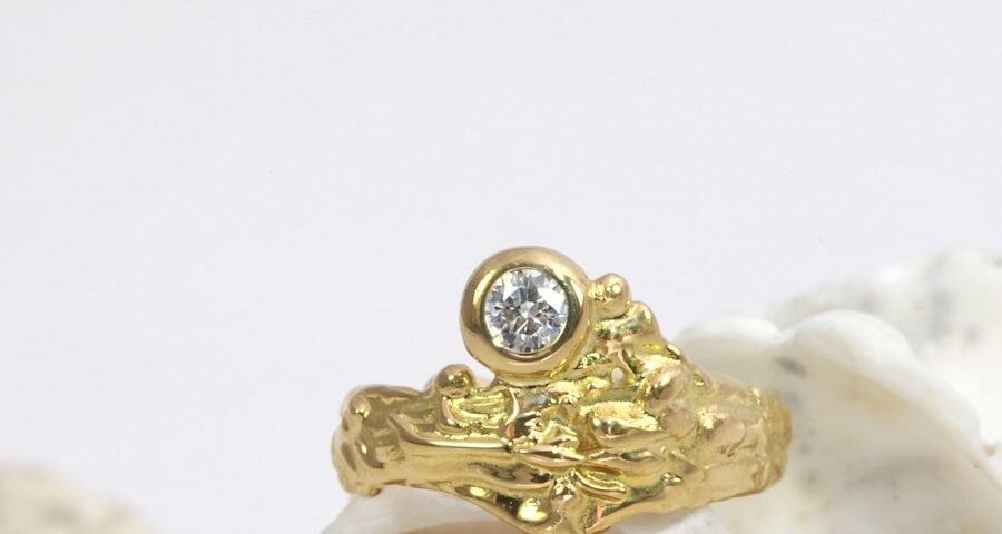 'Rocky Moon' 18ct Fused Gold 0.18ct Diamond Ring