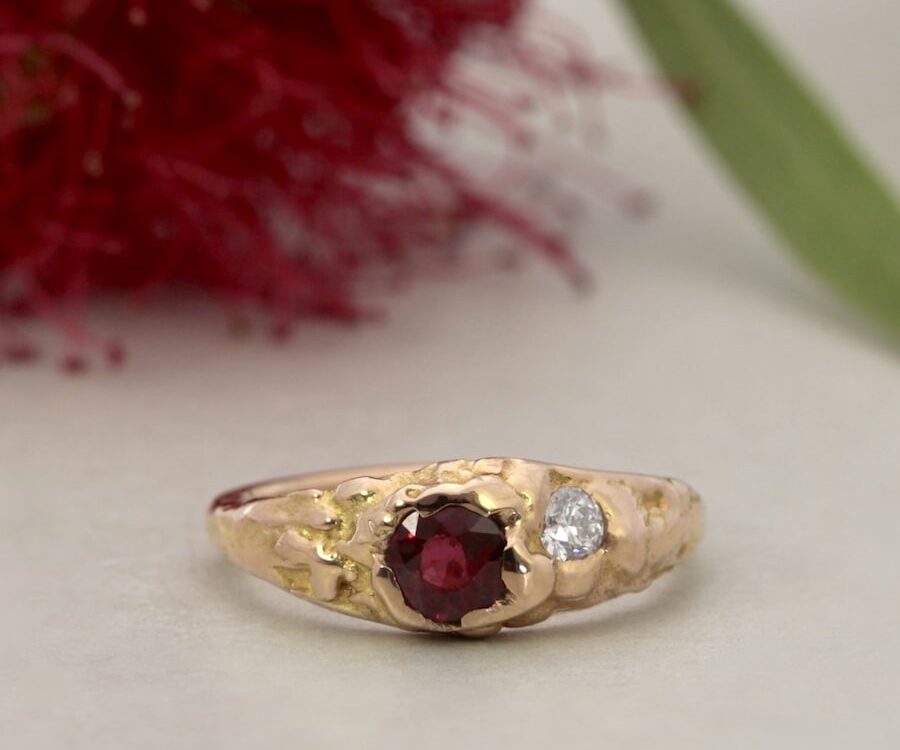 Ruby Rose 18ct Fused Rose Gold 0.60ct Burma Ruby 0.10ct Diamond Ring