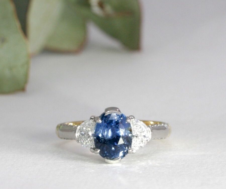 Twin Moons: 18ct Yellow Gold & Platinum Ring